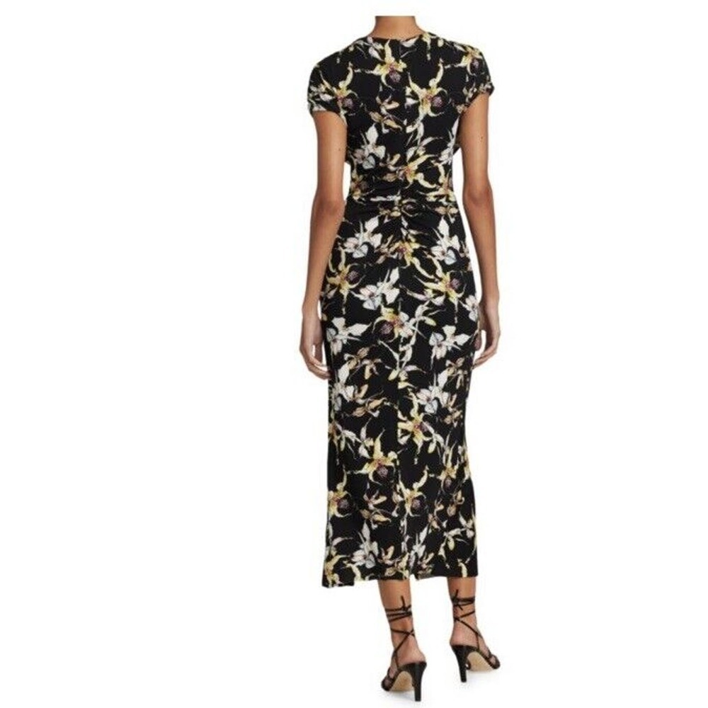 Jason Wu Midi Dress Size 8 Wild Orchid Jersey Cross Over Rouching Black …​​ - Picture 2 of 15